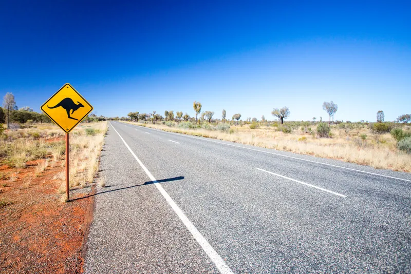 Kangaroo road sign near Uluru